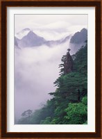 Landscape of Mt Huangshan in Mist, China Fine Art Print