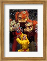 Lion Dance Celebrating Chinese New Year, Beijing, China Fine Art Print