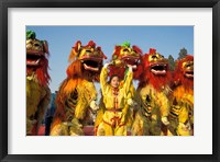 Lion dance performance celebrating Chinese New Year Beijing China - MR Fine Art Print