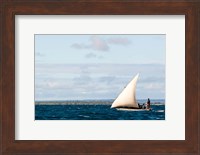 Men sailing on the sea of Zanj, Ihla das Rolas, Mozambique Fine Art Print