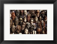 Mask stall at curio store, Greenmarket Square, Cape Town, South Africa Fine Art Print