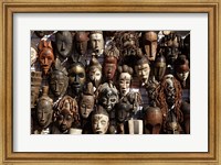 Mask stall at curio store, Greenmarket Square, Cape Town, South Africa Fine Art Print