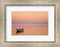 Pink sunrise with small boat in the ocean, Ifaty, Tulear, Madagascar Fine Art Print