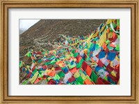 Praying Flags with Mt. Quer Shan, Tibet-Sichuan, China Fine Art Print