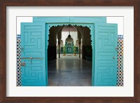 Morocco, Islamic law courts, tile walls, door Fine Art Print