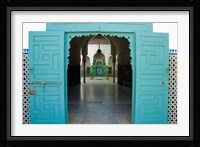 Morocco, Islamic law courts, tile walls, door Fine Art Print
