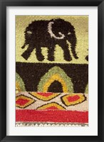 Namibia, Swakopmund. Karakulia, elephant design on wool textiles Fine Art Print