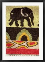 Namibia, Swakopmund. Karakulia, elephant design on wool textiles Fine Art Print
