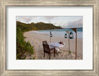 Private dinner on the beach at Banyan Tree Resort, Mahe Island, Seychelles Fine Art Print