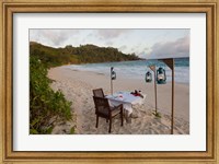 Private dinner on the beach at Banyan Tree Resort, Mahe Island, Seychelles Fine Art Print