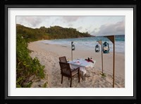 Private dinner on the beach at Banyan Tree Resort, Mahe Island, Seychelles Fine Art Print
