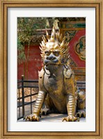 Qing-era guardian lion, Forbidden City, Beijing, China Fine Art Print