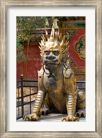 Qing-era guardian lion, Forbidden City, Beijing, China Fine Art Print