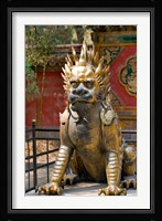 Qing-era guardian lion, Forbidden City, Beijing, China Fine Art Print
