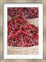 Red peppers at local produce market, Bumthang, Bhutan Fine Art Print