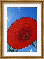 Red Umbrella With Blue Sky, Myanmar Fine Art Print