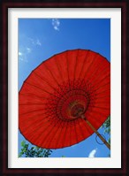 Red Umbrella With Blue Sky, Myanmar Fine Art Print
