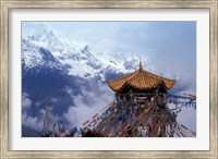 Praying Flags and Pavilion, Deqin, Lijiang Area, Yunnan Province, China Fine Art Print