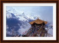 Praying Flags and Pavilion, Deqin, Lijiang Area, Yunnan Province, China Fine Art Print