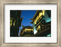 Night View of Traditional Architecture at Yuyuan Bazaar, Shanghai, China Fine Art Print