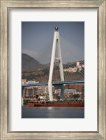River port, Badong, Suspension Bridge over Yangzi Fine Art Print