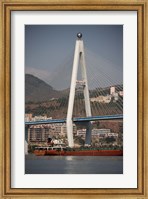 River port, Badong, Suspension Bridge over Yangzi Fine Art Print