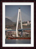 River port, Badong, Suspension Bridge over Yangzi Fine Art Print