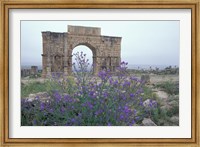 Ruins of Triumphal Arch in Ancient Roman city, Morocco Fine Art Print