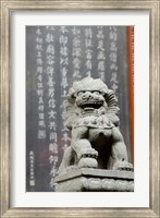 Stone lion statue, Jade Buddha Temple, Shanghai, China Fine Art Print