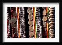 Traditional Akha fabric and clothing displayed as a souvenir, Burma Fine Art Print