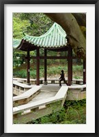 Tai Chi Chuan in the Chinese Garden Pavilion at Kowloon Park, Hong Kong, China Fine Art Print