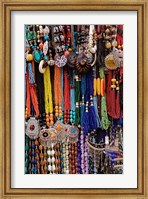 Souvenir necklaces at market in Luxor, Egypt Fine Art Print