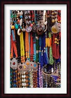Souvenir necklaces at market in Luxor, Egypt Fine Art Print