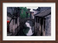 Stone Arch Bridge Over Grand Canal in Ancient Watertown, China Fine Art Print