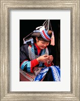 Tip-Top Miao Girl Doing Traditional Embroidery, China Fine Art Print