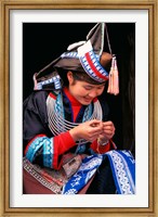 Tip-Top Miao Girl Doing Traditional Embroidery, China Fine Art Print