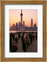 Tai-Chi on the Bund, Oriental Pearl TV Tower and High Rises, Shanghai, China Fine Art Print