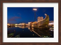 Tunisia, Bizerte, Old Port, floating restaurant Fine Art Print