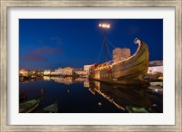 Tunisia, Bizerte, Old Port, floating restaurant Fine Art Print