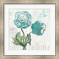 Floral Messages on Wood I Blue Fine Art Print