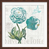 Floral Messages on Wood I Blue Fine Art Print