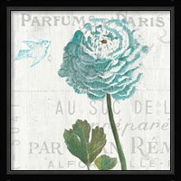 Floral Messages on Wood II Blue Fine Art Print