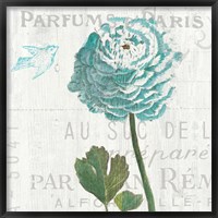 Floral Messages on Wood II Blue Framed Print