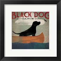 Black Dog Canoe Framed Print