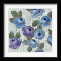 Blue Damask I on Ivory Framed Print
