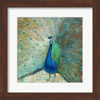 Blue Peacock on Gold Fine Art Print