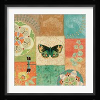Folk Floral III Center Butterfly Framed Print