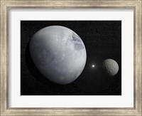 Pluton, its big moon Charon and the Polaris star Fine Art Print