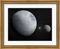 Pluton, its big moon Charon and the Polaris star Fine Art Print