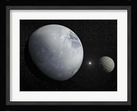 Pluton, its big moon Charon and the Polaris star Fine Art Print